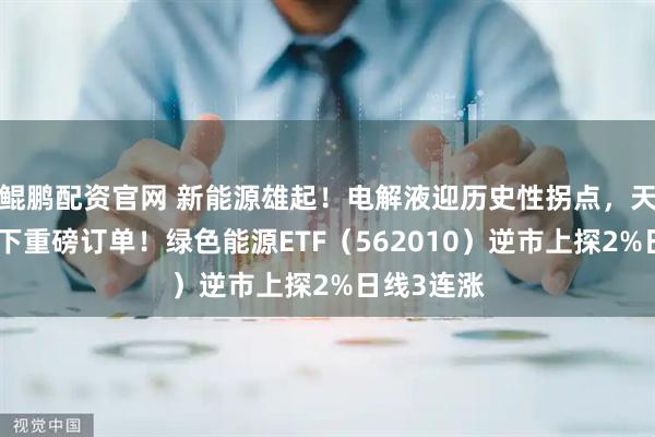 鲲鹏配资官网 新能源雄起!电解液迎历史性拐点,天赐材料签下重磅订单!绿色能源ETF(562010)逆市上探2%日线3连涨