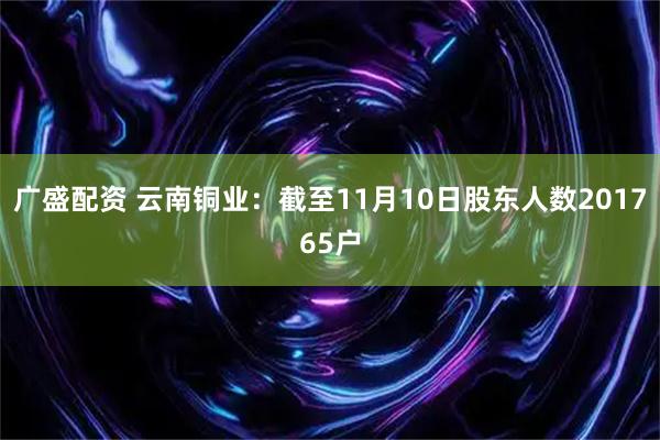 广盛配资 云南铜业：截至11月10日股东人数201765户