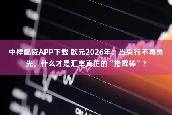 中祥配资APP下载 欧元2026年:当央行不再灵光,什么才是汇率真正的“指挥棒”?